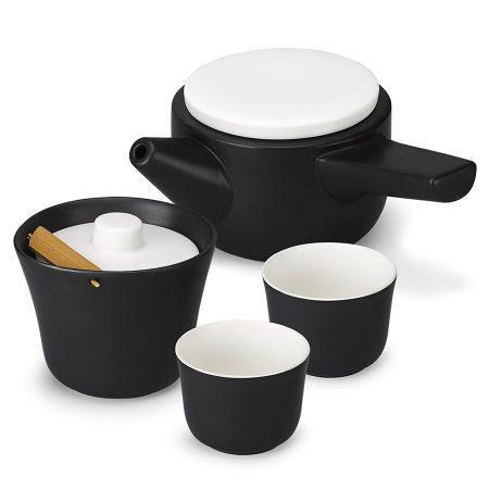 PO: Black Evo Song Tea Set with White Lids