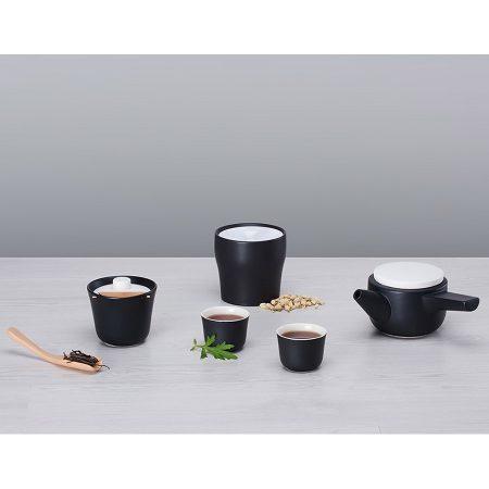 PO: Black Evo Song Tea Set with White Lids